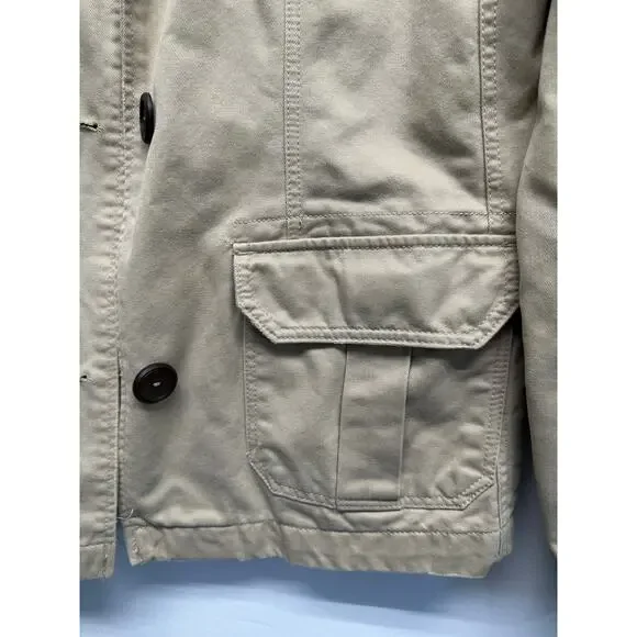 Old Navy Women's Utility Jacket Khaki Beige L Cotton Floral Lined Military Style - Picture 2 of 14
